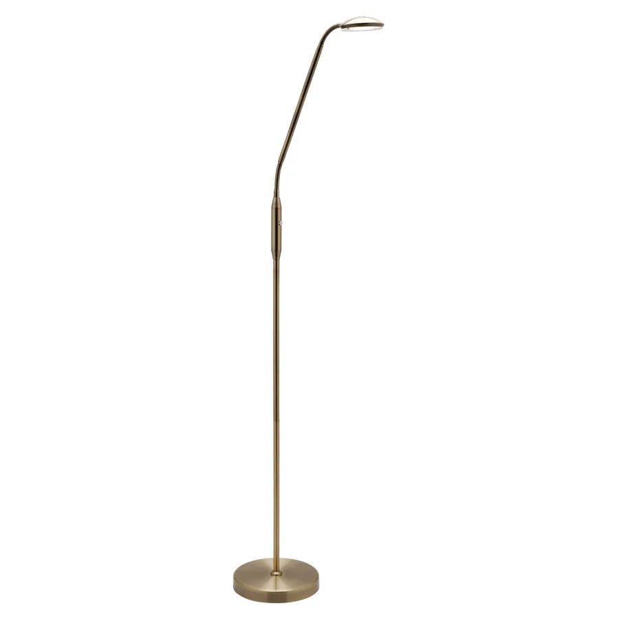 Mercator Dylan 6W LED Dimmable Touch Adjustable Dimmable Floor Lamp Antique Brass