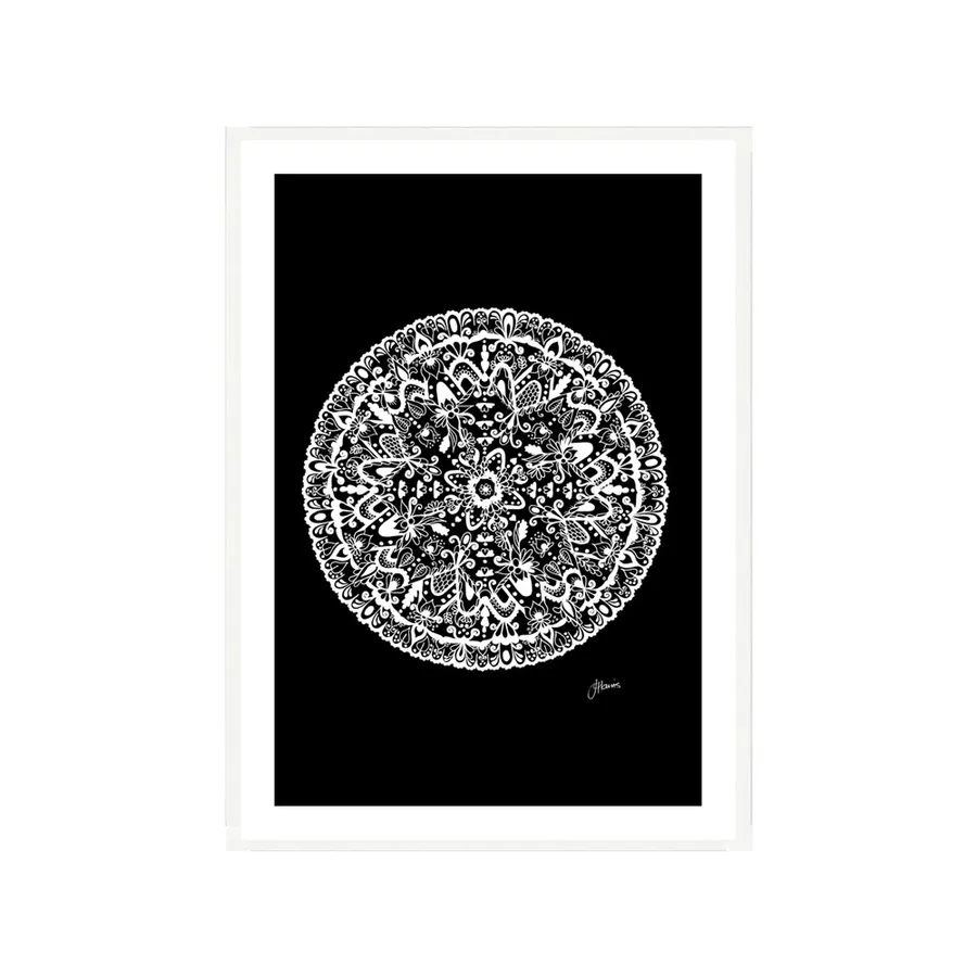 Sahara in Solid Black Wall Art | FRAMED White Boxed Frame A3 (29.7cm x 42cm) With White Border