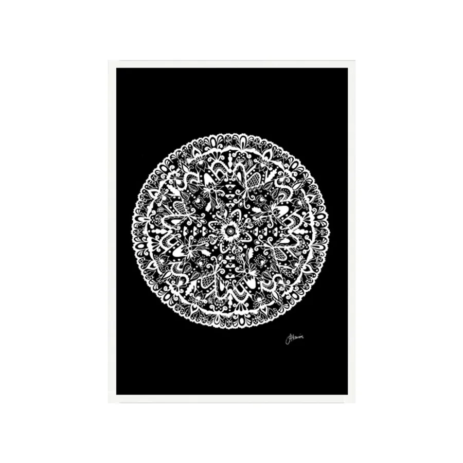 Sahara in Solid Black Wall Art | FRAMED White Boxed Frame A3 (29.7cm x 42cm) No White Border