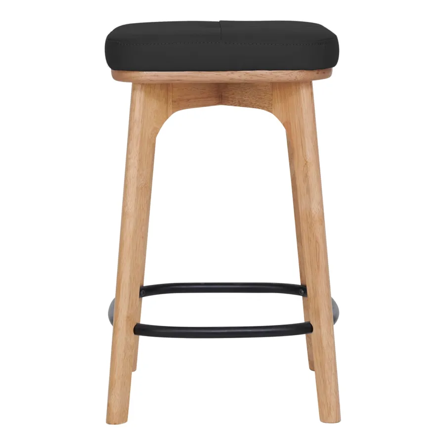 Silva Bar Stool in Black Leather / Clear