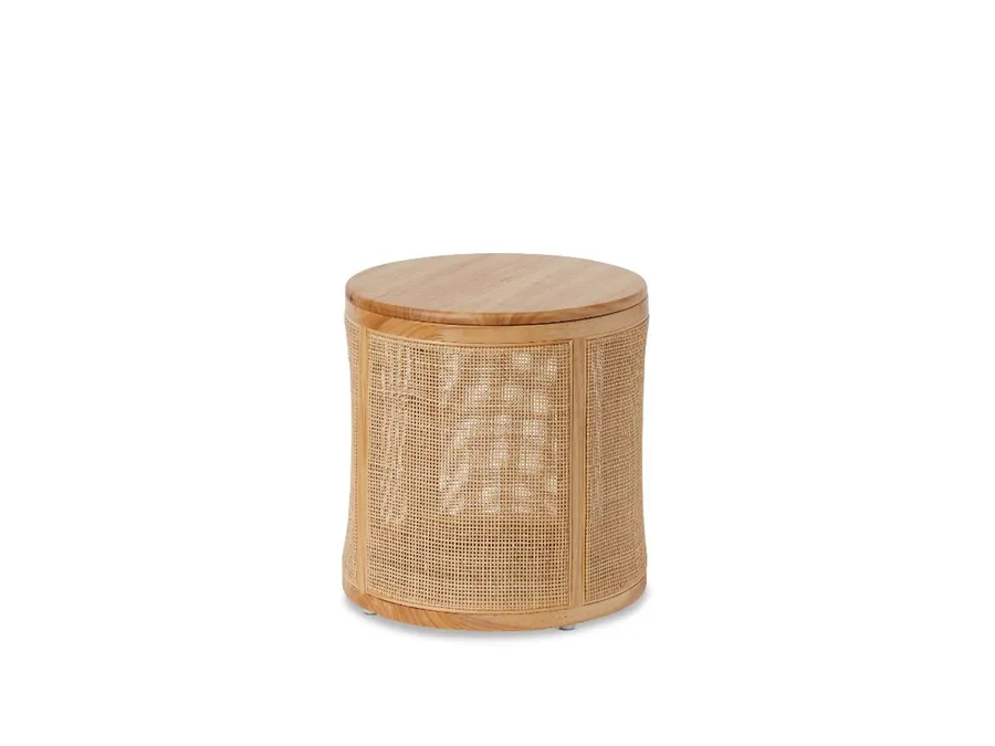 Rattan Storage Ottoman - Natural