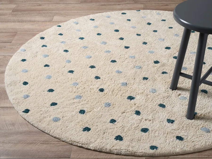 Addy Round Spot Rug - Cream/Blue