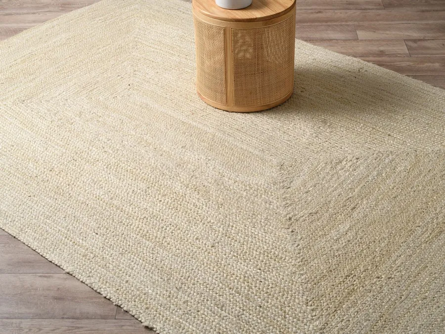 Rectangle White Jute Rug - Large