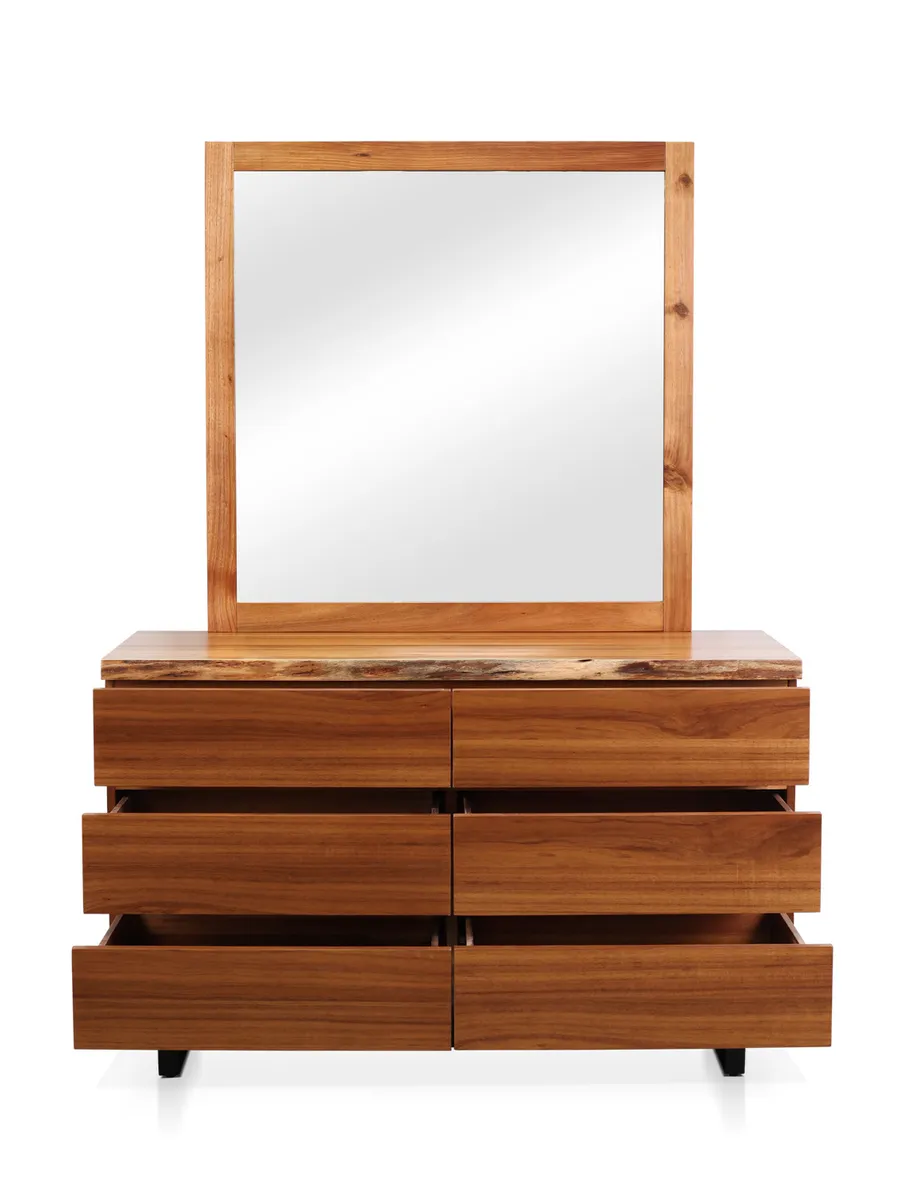 Croft Australian Blackwood Dresser With Mirror - 6 Drawer