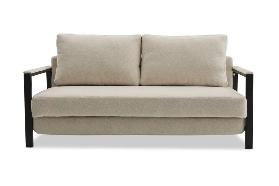 Kobe Modern 2 Seat Sofa Bed, Beige, by Lounge Lovers