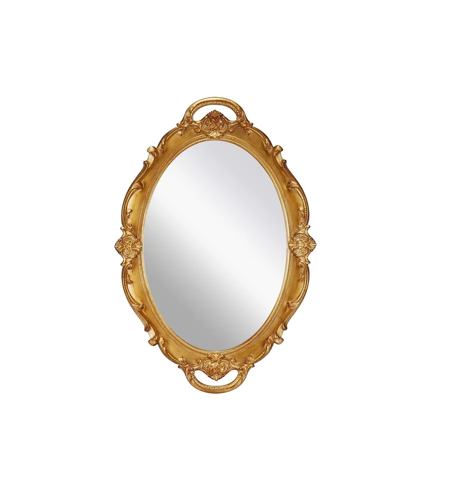 Vintage Carved Hanging Wall Mirror Antique Gold 38cm x 25cm