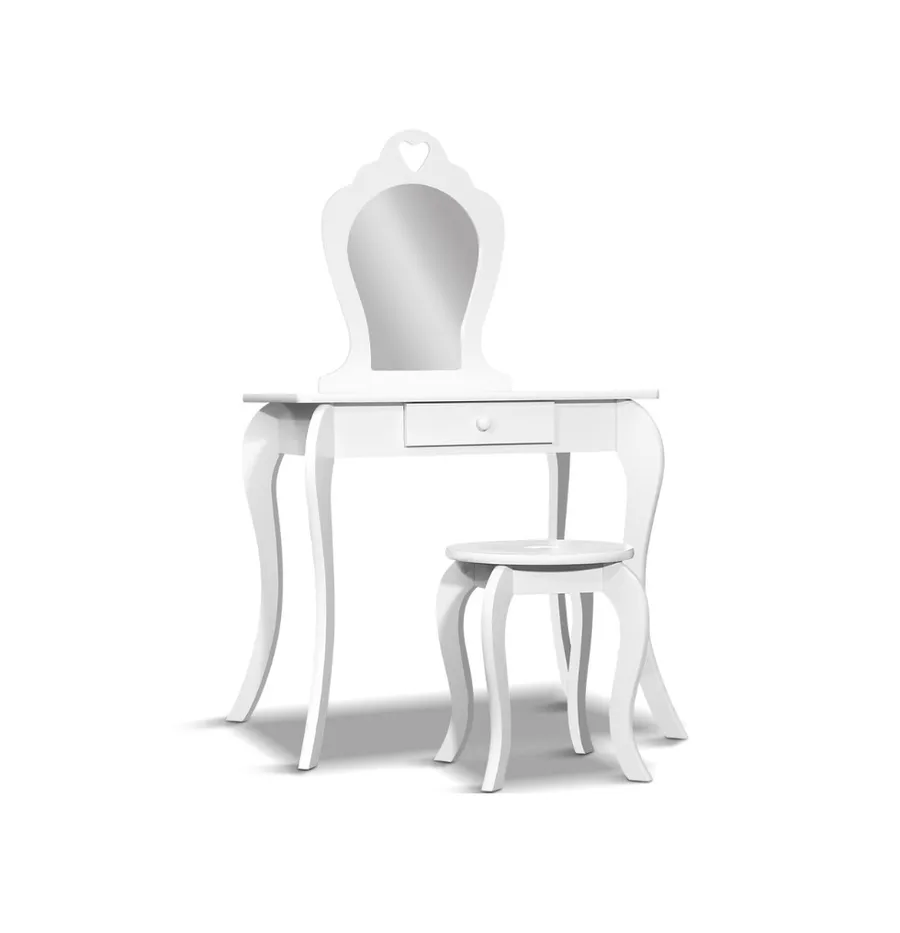 Keira Kids Dressing Table Set White 65cm x 109cm
