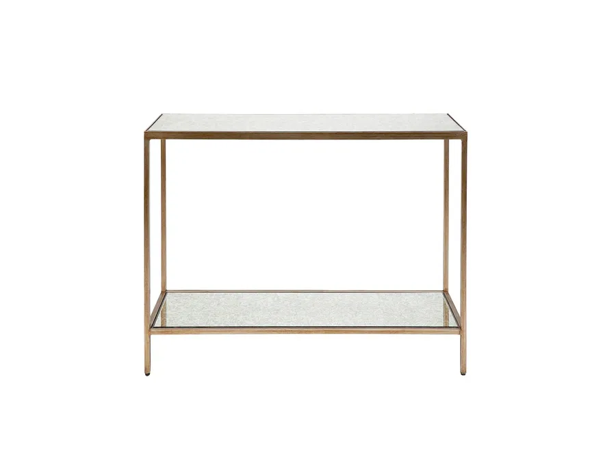 Mirrored Cocktail Console Table - Small Antique Gold 76cm x 90cm