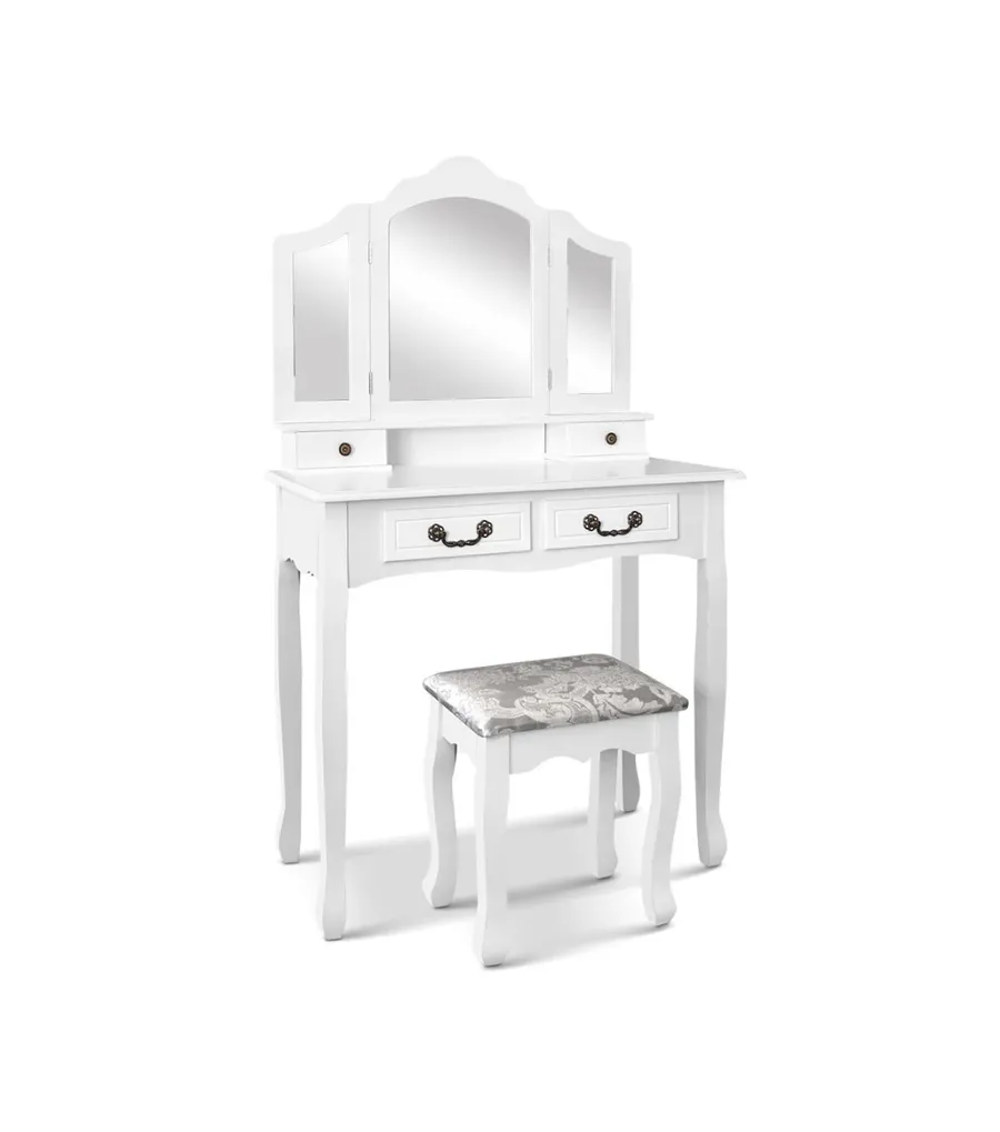 Amelie Dressing Table with Mirror White 138cm x 79cm