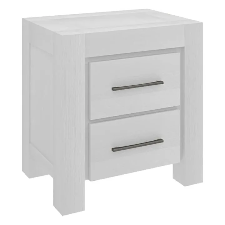 Kanye Acacia Timber Bedside Table, Rustic White