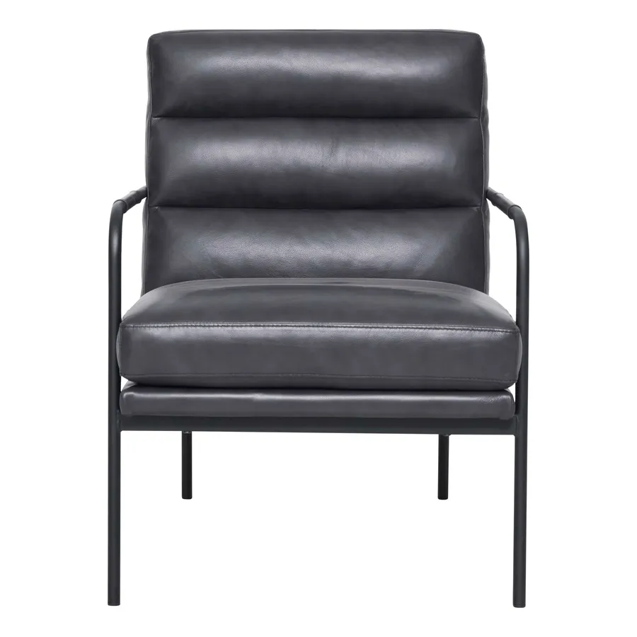 Hurley Designer Chair in Leather Black