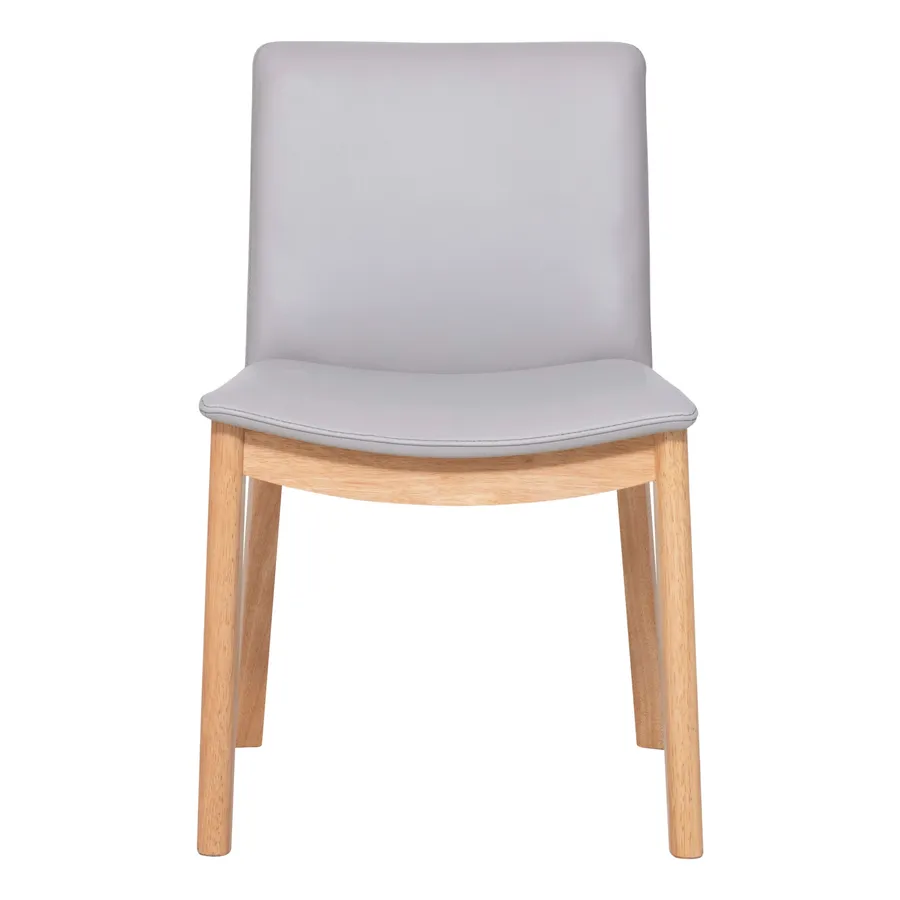 Everest Dining Chair in Leather Pewter / Clear