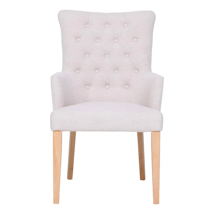 Xavier Carver Dining Chair in Beige / Clear