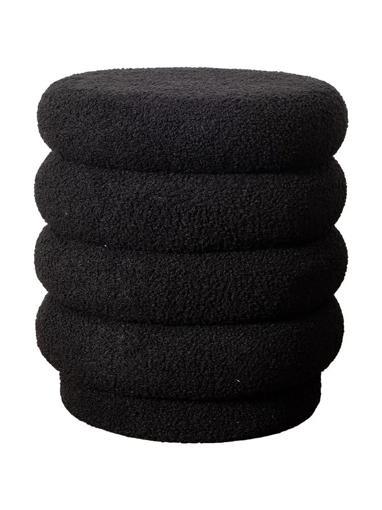 Lucia Round Boucle Stool Black