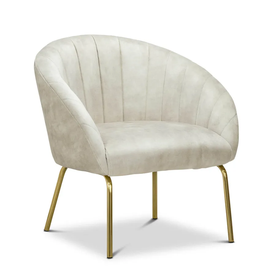 Emily Channel Tufted Velvet Armchair, Nude Beige & Gold by L3 Home ...