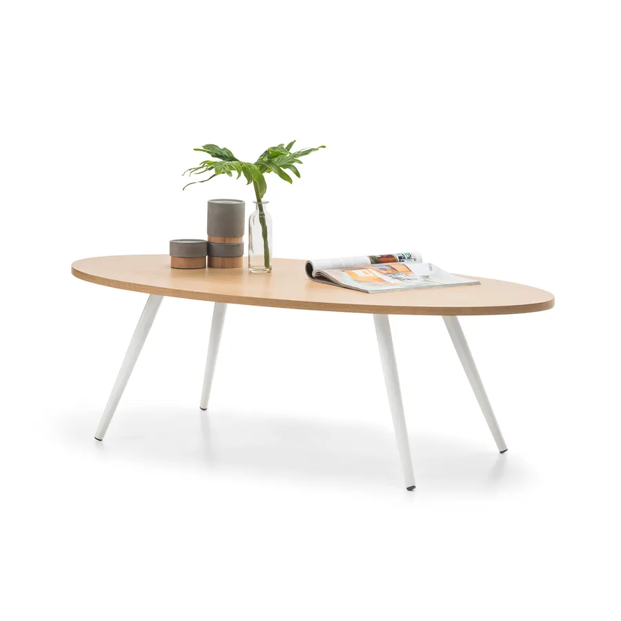 Dizzy Oval Coffee Table, Light Oak & White