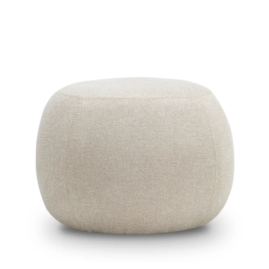Venus Round Ottoman Pouf, Light Beige