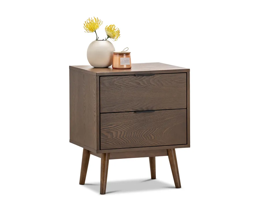Stella 2 Drawer Bedside Table, Walnut