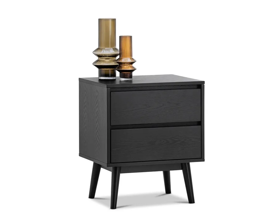 Maison 2 Drawer Bedside Table, Black Oak