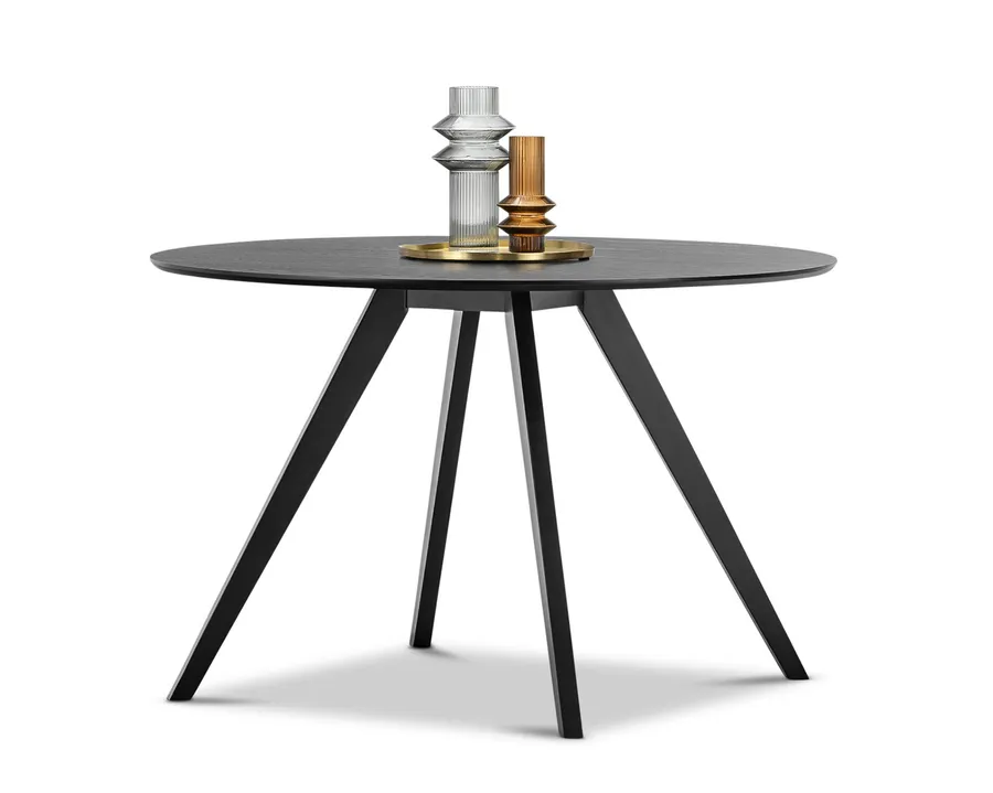 Milari Round Dining Table, Black Oak