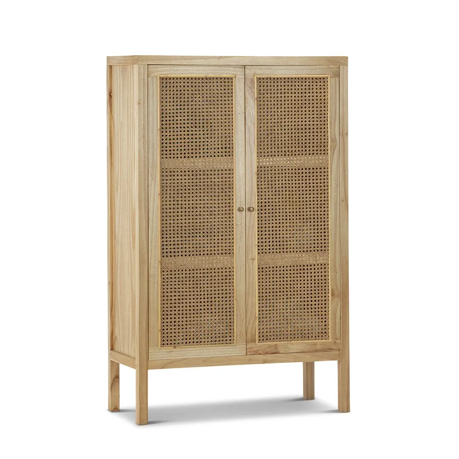 Atlanta Rattan & Mindi Wood Cabinet, Natural