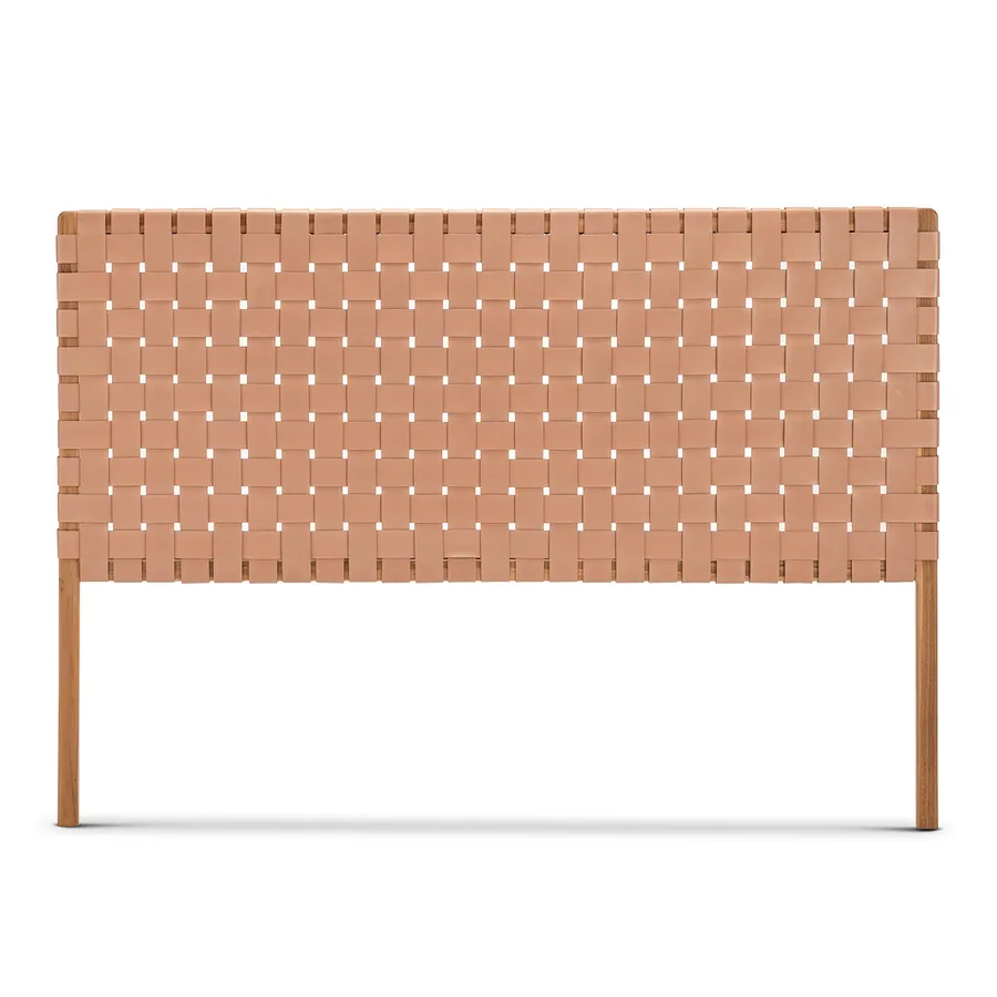 Casey Woven Leather Queen Bedhead, Nude Tan