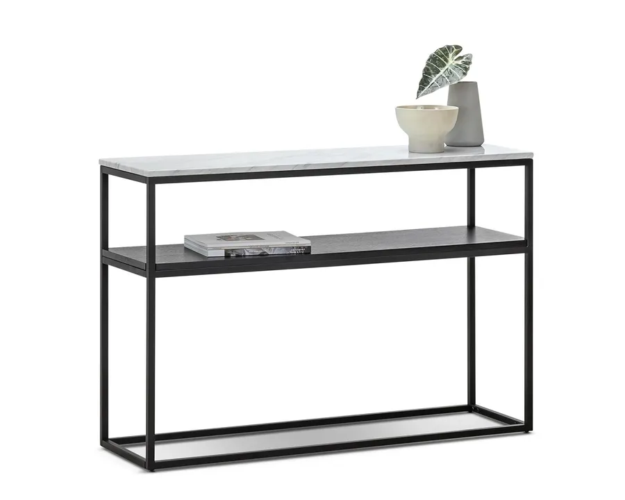 Ebonie White Marble 120cm Console Table, Black