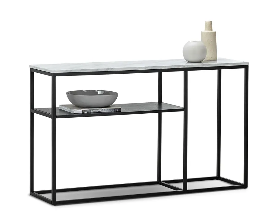 Ebonie White Marble 130cm Console Table, Black
