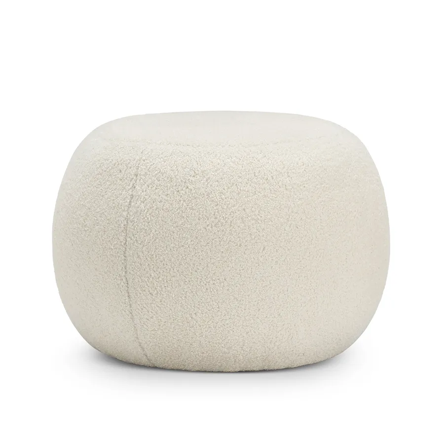 Venus Round Ottoman Pouf, Boucle Cream