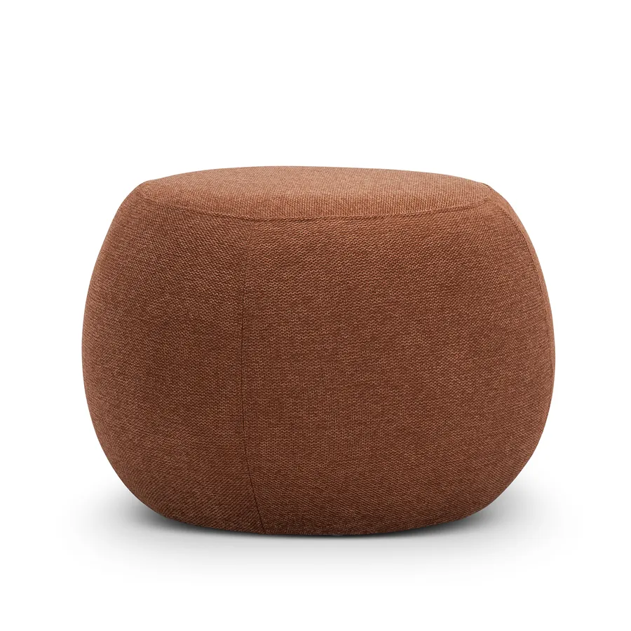Venus Round Ottoman Pouf, Rust Orange