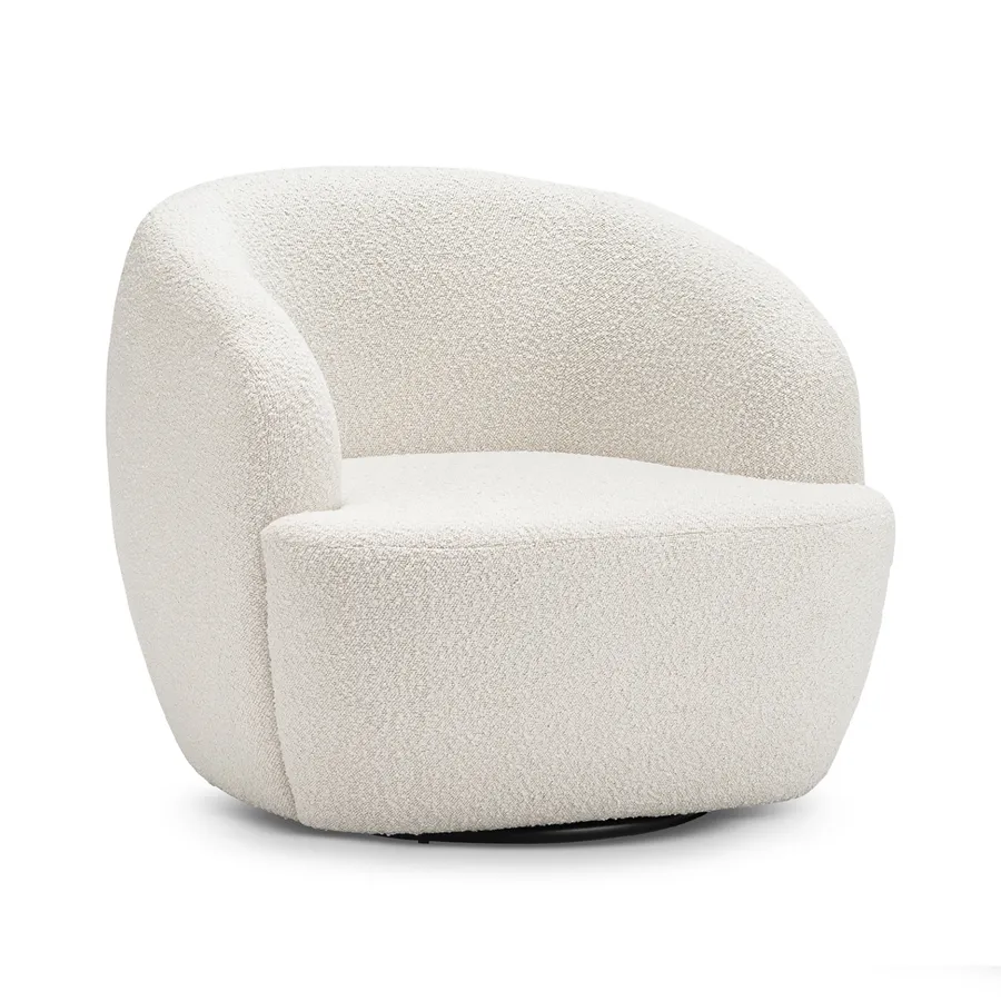 Cuddle Swivel Armchair, Cream Boucle