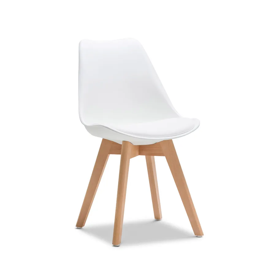 Set of 2 Replica Padded Eames DSW Chairs, White Natural