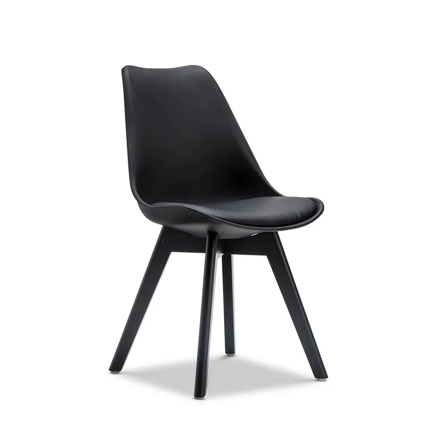 Set of 2 Replica Padded Eames DSW Chairs, All Black