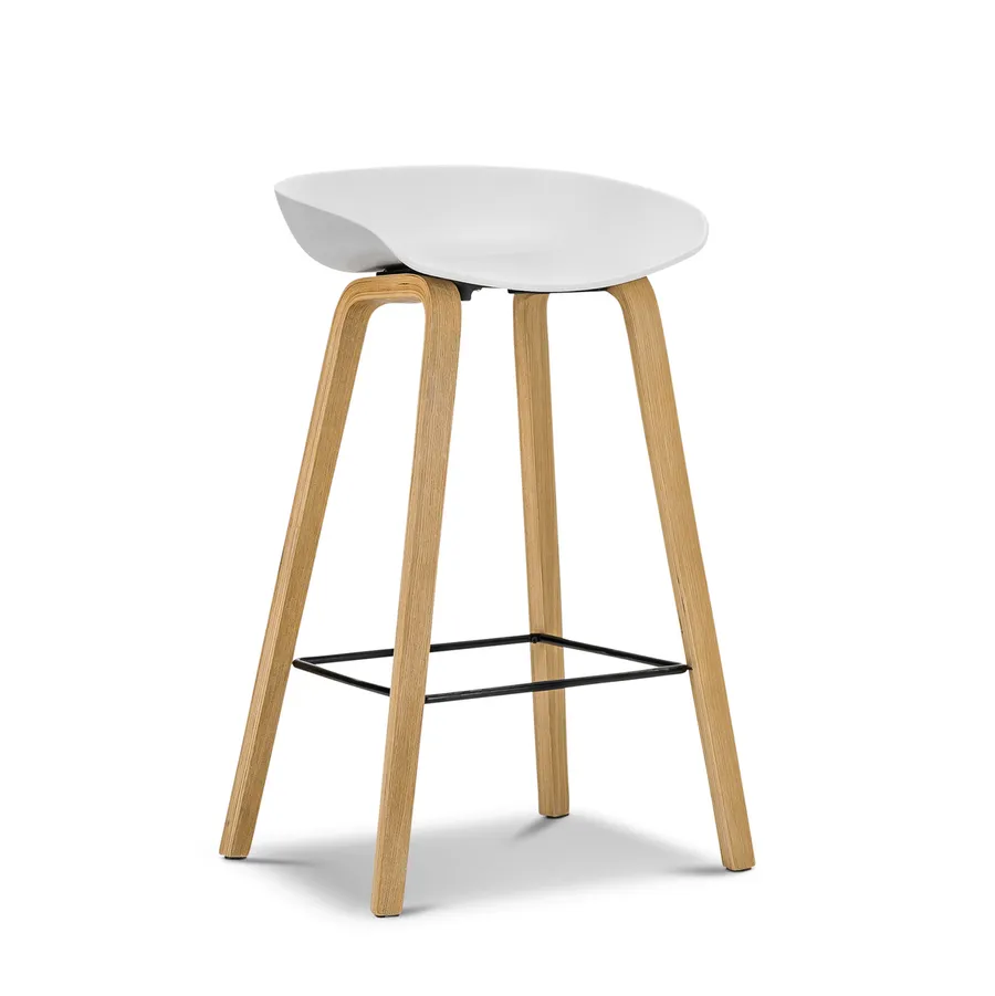 Set of 2 Replica Hay Bar Stools, White & Natural