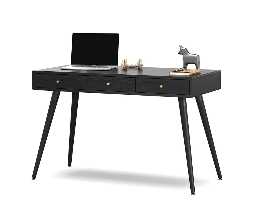 Einar 3 Drawer Office Writing Desk, Black
