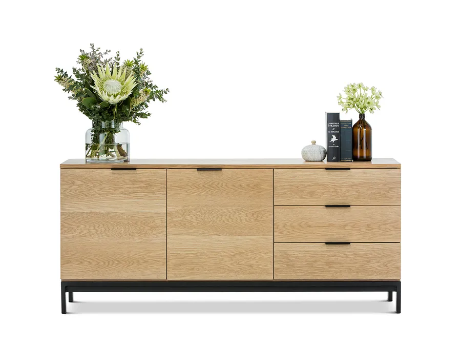 Macy Oak Sideboard Buffet, Natural & Black