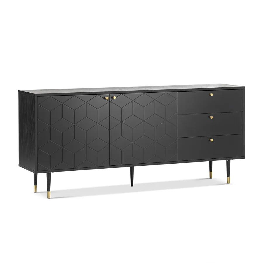 Hexii Oak Sideboard Buffet, Black