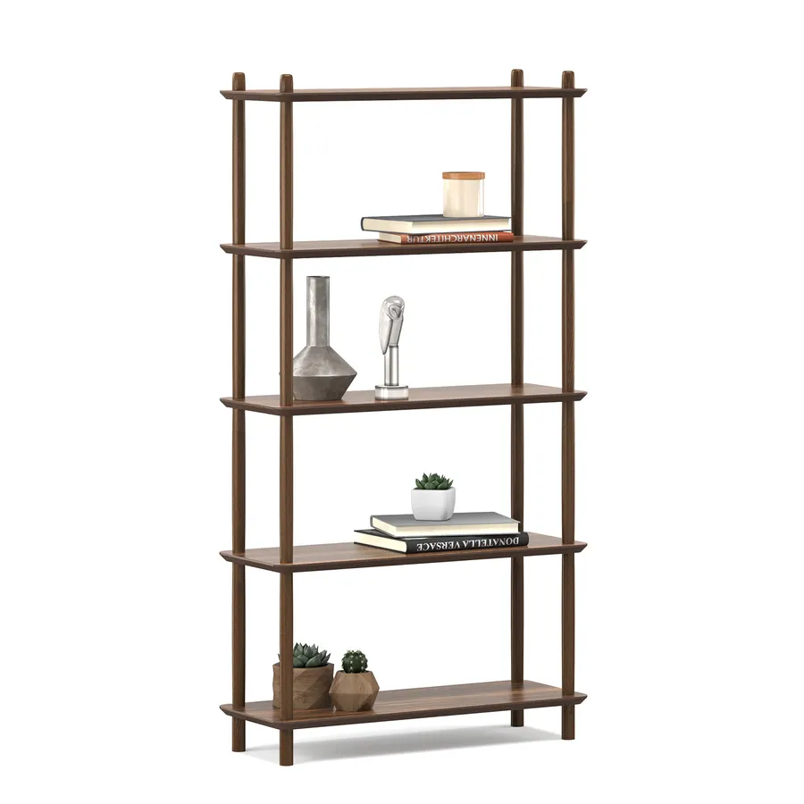 Rakk Tall Bookshelf, Light Walnut