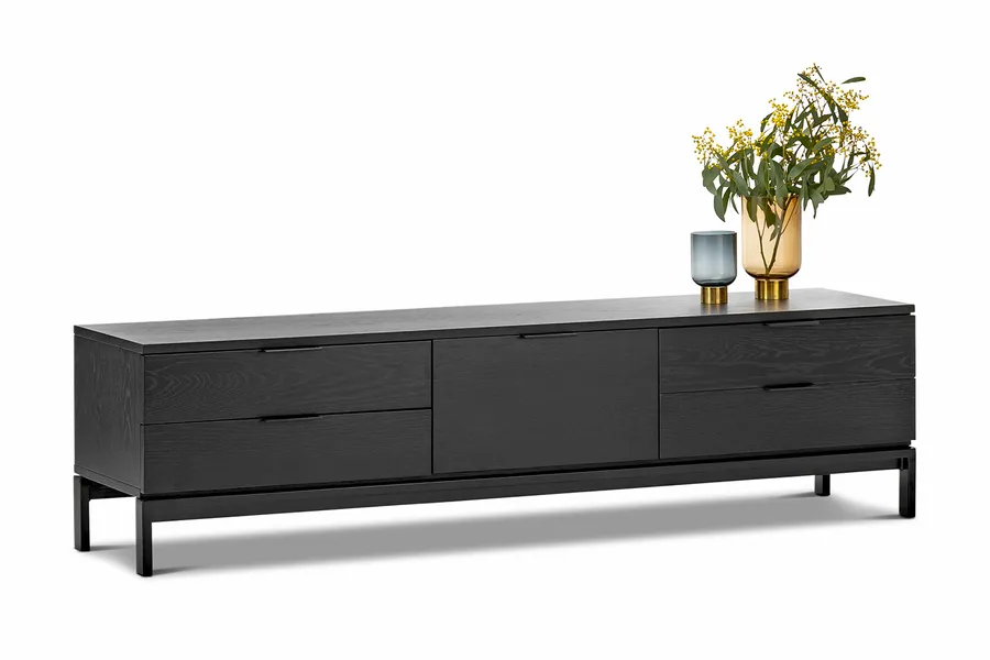 Macy Oak Entertainment Unit, Black