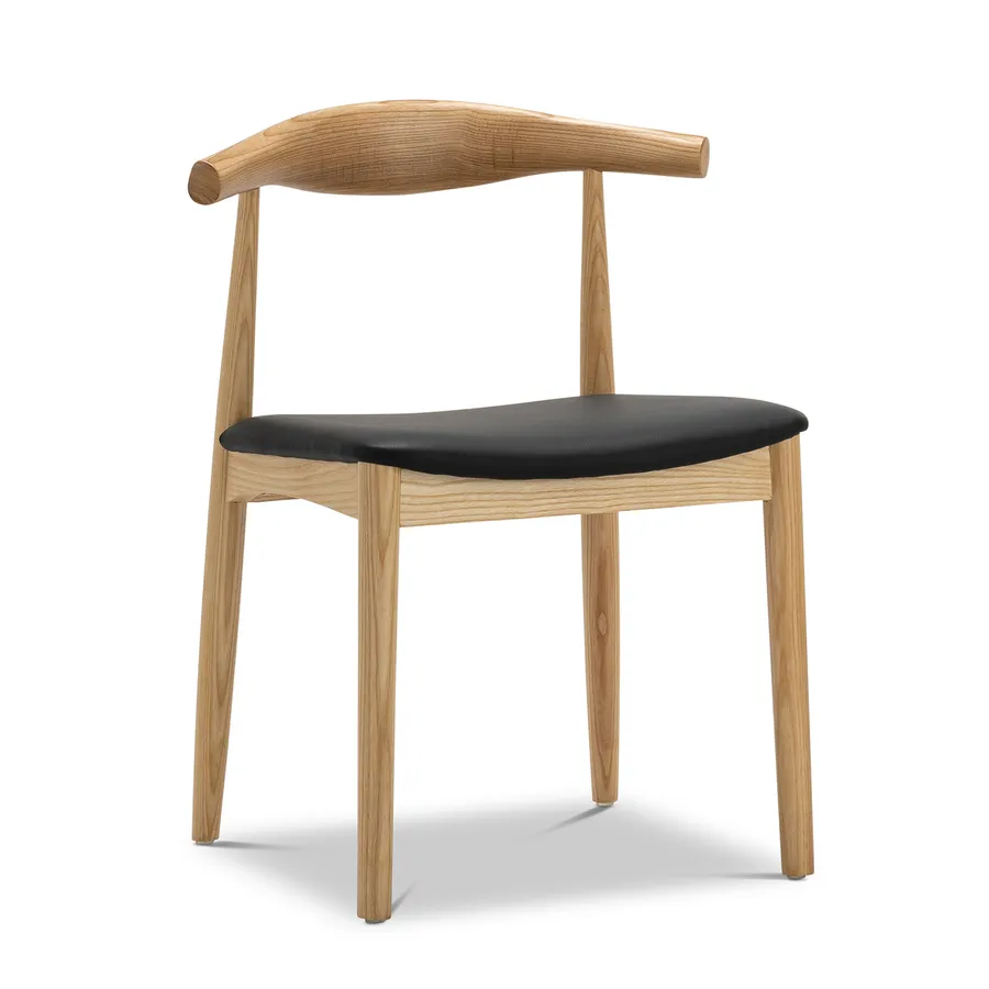 Elba Set of 2 Ashwood Elbow Chair, Natural & Black
