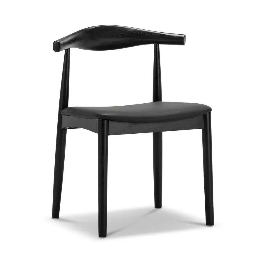 Elba Set of 2 Solid Ashwood Dining Chair, Black