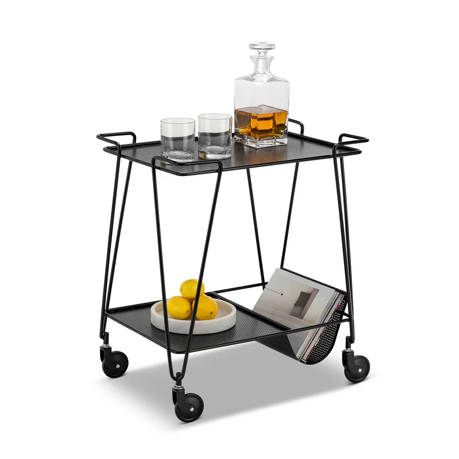 Kian Steel Bar Cart, Matte Black