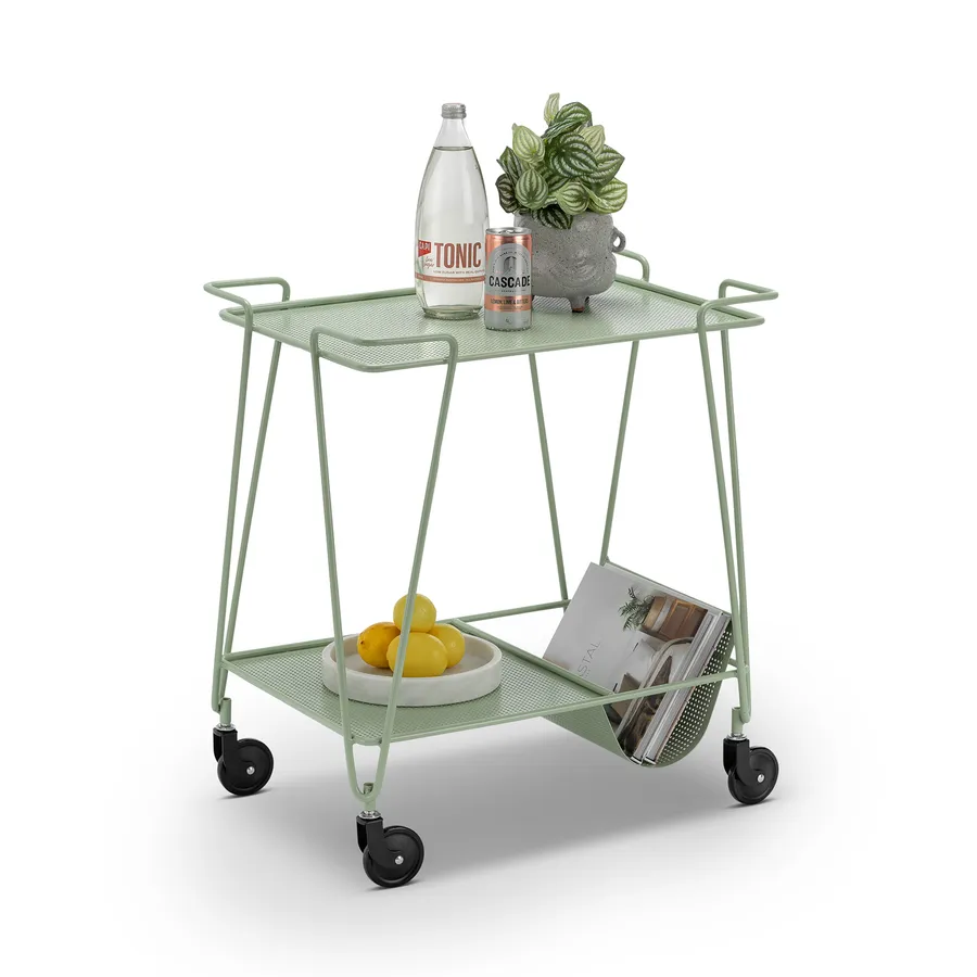 Kian Steel Bar Cart, Sage Green