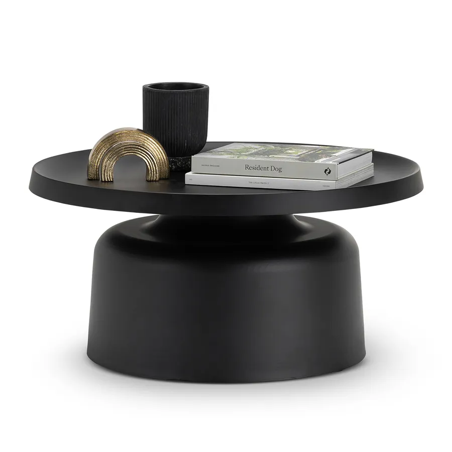 Palemo Round Pedestal Tray Coffee Table, Matte Black
