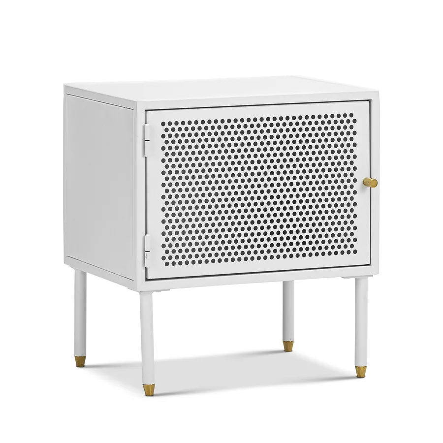 Mesh 1 Door Side Table, Matte White