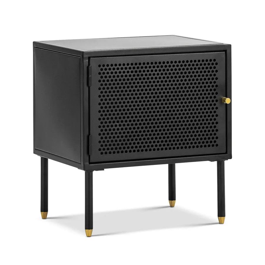Mesh 1 Door Side Table, Matte Black