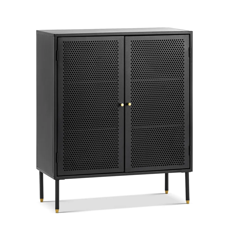 Mesh 2 Door Low Cabinet, Matte Black