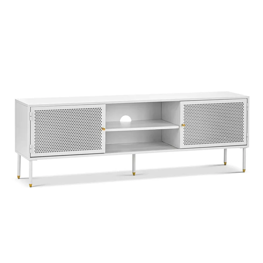 Mesh Steel TV Unit, Matte White