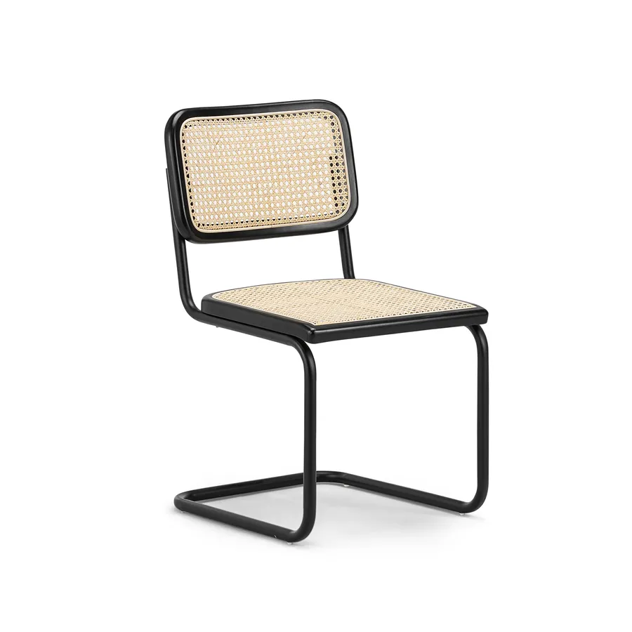 Blaire Set of 2 Rattan Cantilever Dining Chair, Black