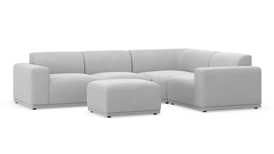 Bailey Corner Modular Set with Ottoman, Cloud Grey